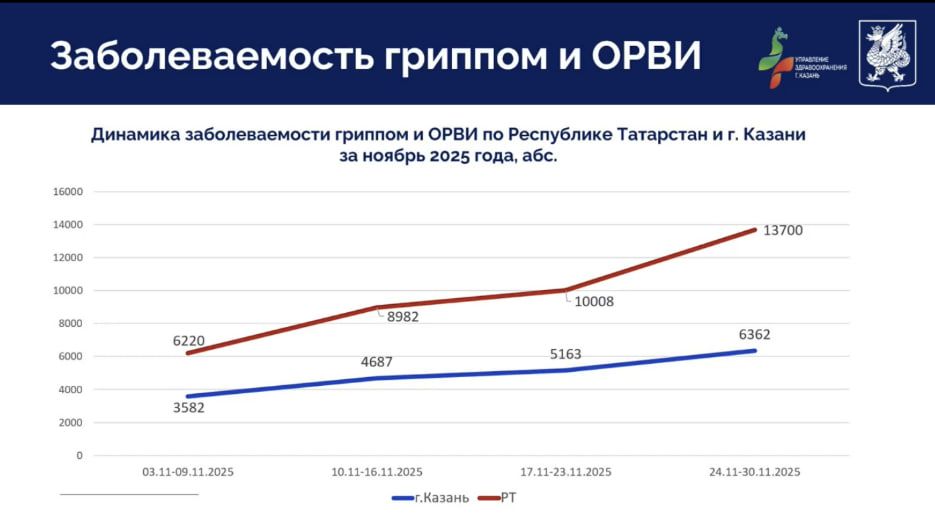 Заболеваемость гриппом в Татарстане выросла в три раза в конце ноября