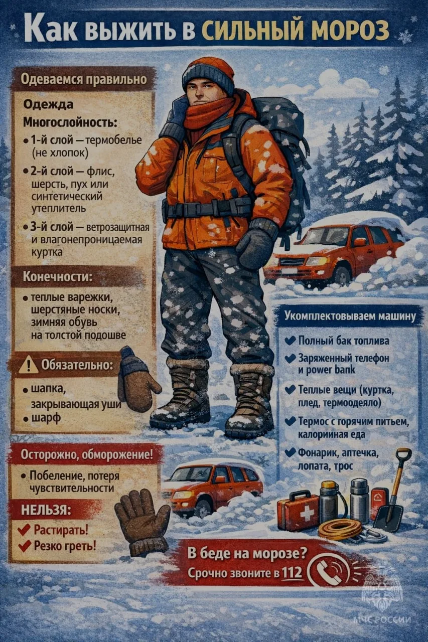 В МЧС напомнили татарстанцам правила безопасности в сильные морозы