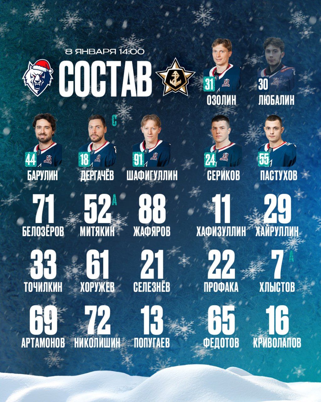 «Нефтехимик» показал состав на первую игру с «Адмиралом»
