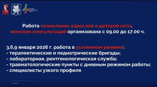 Стал известен график работы поликлиник и травмпунктов Казани в новогодние выходные