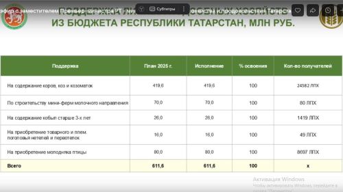 Подсобные хозяйства Татарстана получили дополнительную финансовую помощь