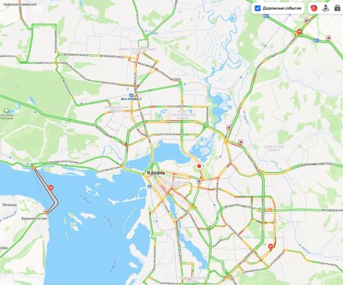 Снегопад и аварии привели к 7-балльным пробкам в Казани