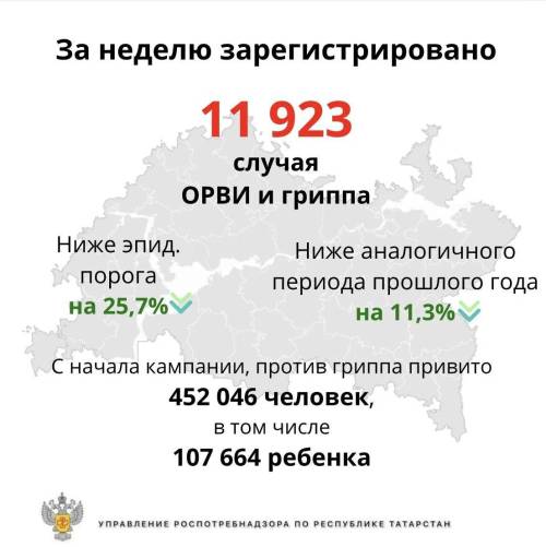 В Татарстане за неделю выявили почти 12 тыс. больных гриппом и ОРВИ
