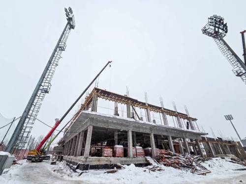 Строительные работы в Центре развития футбола в Казани завершены на 58%