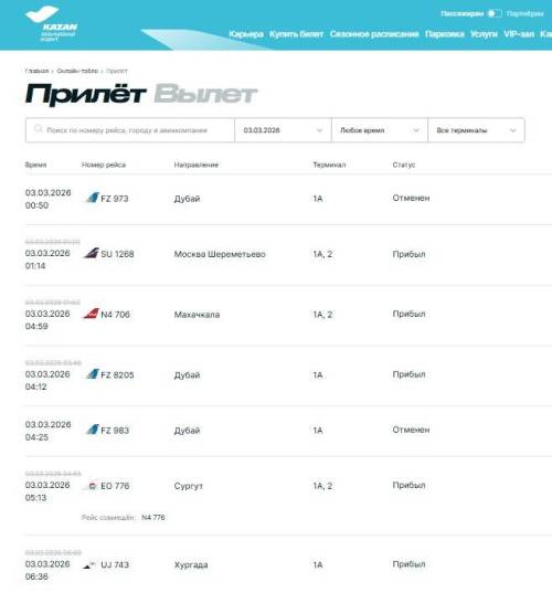 В Казань прибыл первый рейс из Дубая после приостановки полетов
