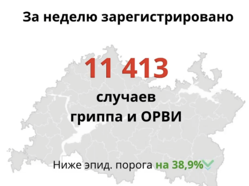 В Татарстане за неделю выявлено более 11 тыс. случаев гриппа и ОРВИ