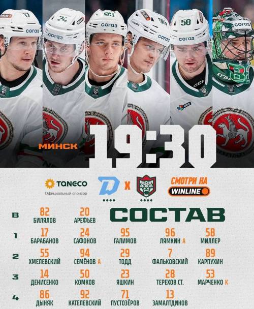 «Ак Барс» опубликовал состав на первую игру с «Динамо»