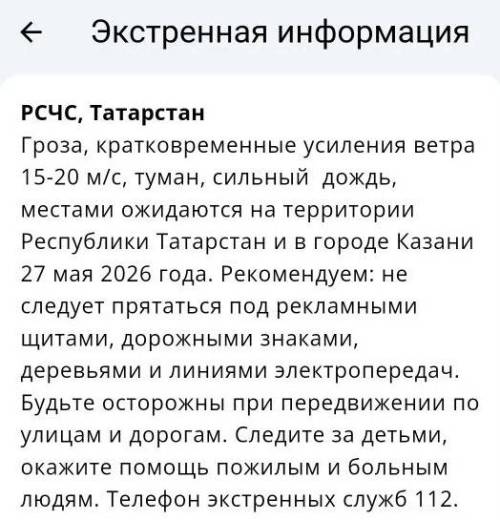 27 мая в Татарстане ожидаются гроза, сильный ветер и туман