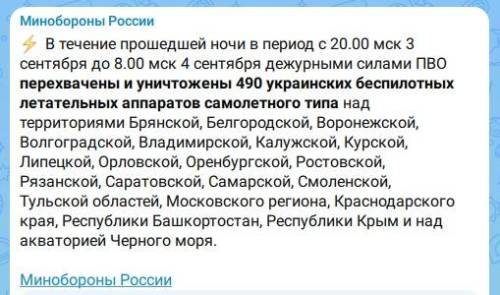 За ночь в небе над Россией сбили 490 украинских беспилотников
