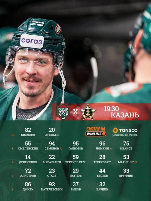 «Ак Барс» опубликовал состав на домашний матч с «Адмиралом»