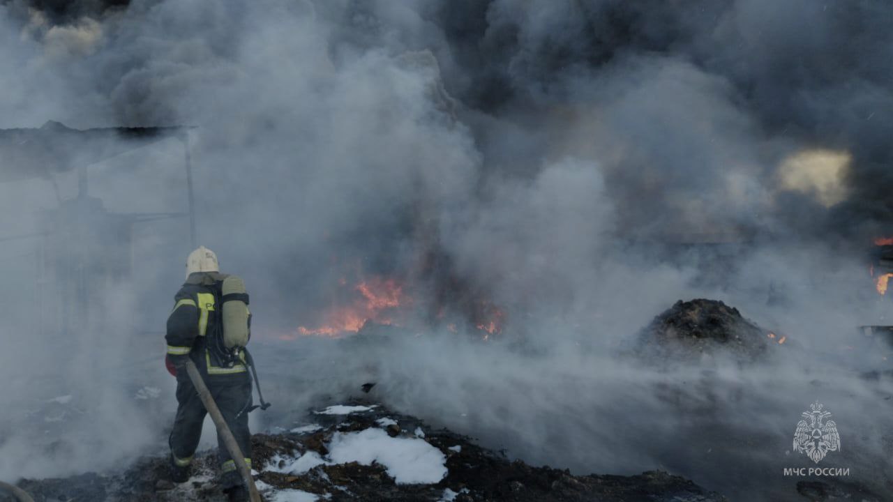 В промзоне Нижнекамска загорелись нефтяной шлам и ангар — фото