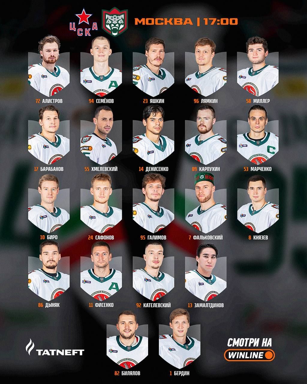 «Ак Барс» представил состав на первую встречу с ЦСКА в сезоне