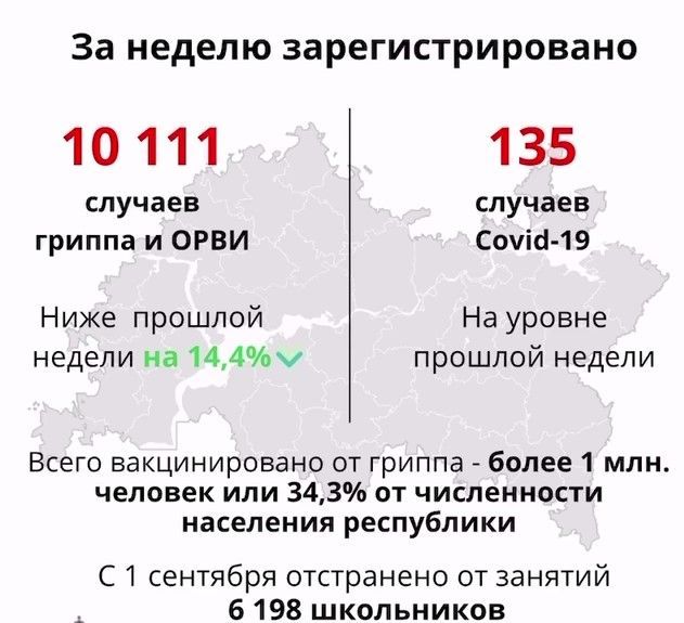 Заболеваемость гриппом и ОРВИ в Татарстане снизилась на 14,4% за неделю
