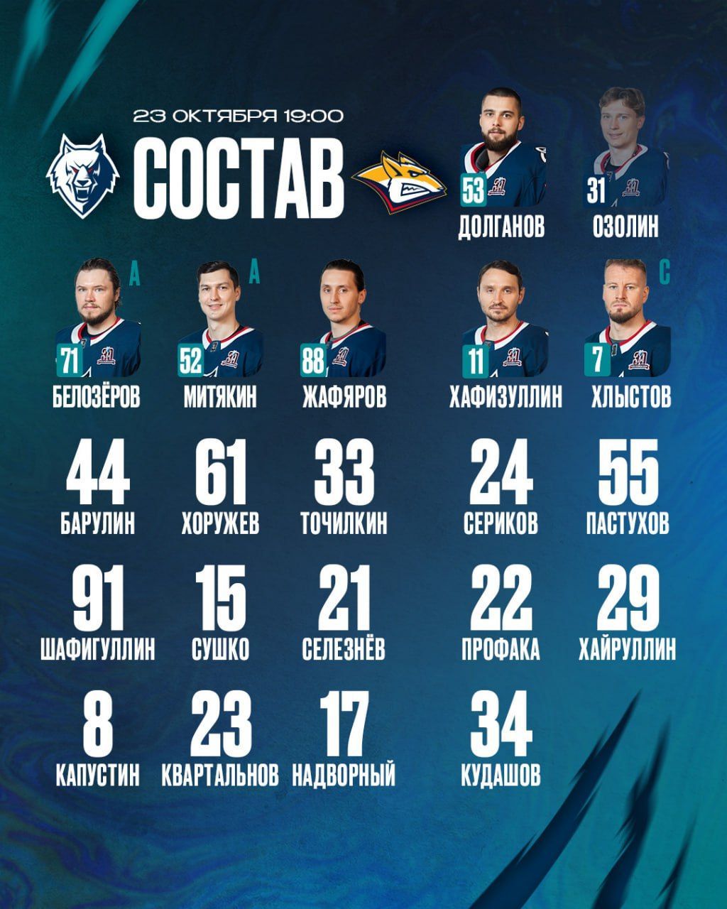 «Нефтехимик» представил состав на матч-реванш против «Металлурга»