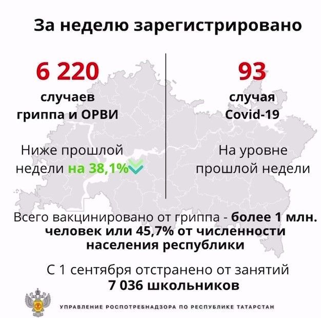 В Татарстане за неделю резко снизилось число случаев гриппа и ОРВИ