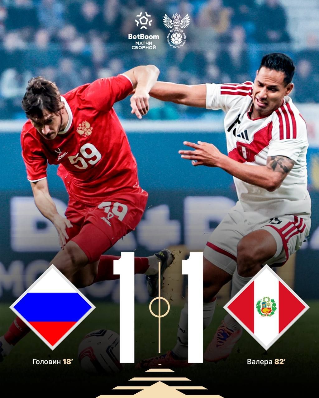 Сборная России упустила победу в матче с командой Перу