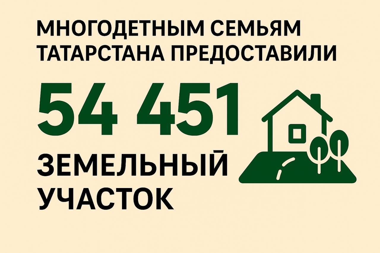 Многодетные семьи Татарстана получили свыше 54 тыс. земельных участков