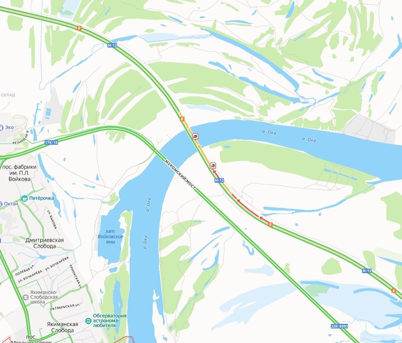 На участке М-12 в сторону Москвы остановили движение из-за ДТП