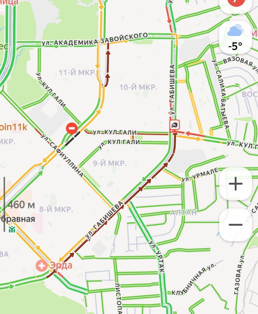В Казани образовались 7-балльные пробки