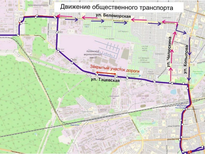 В Казани изменится маршрут автобусов №29 и 62 из-за перекрытия участка улицы Тэцевская