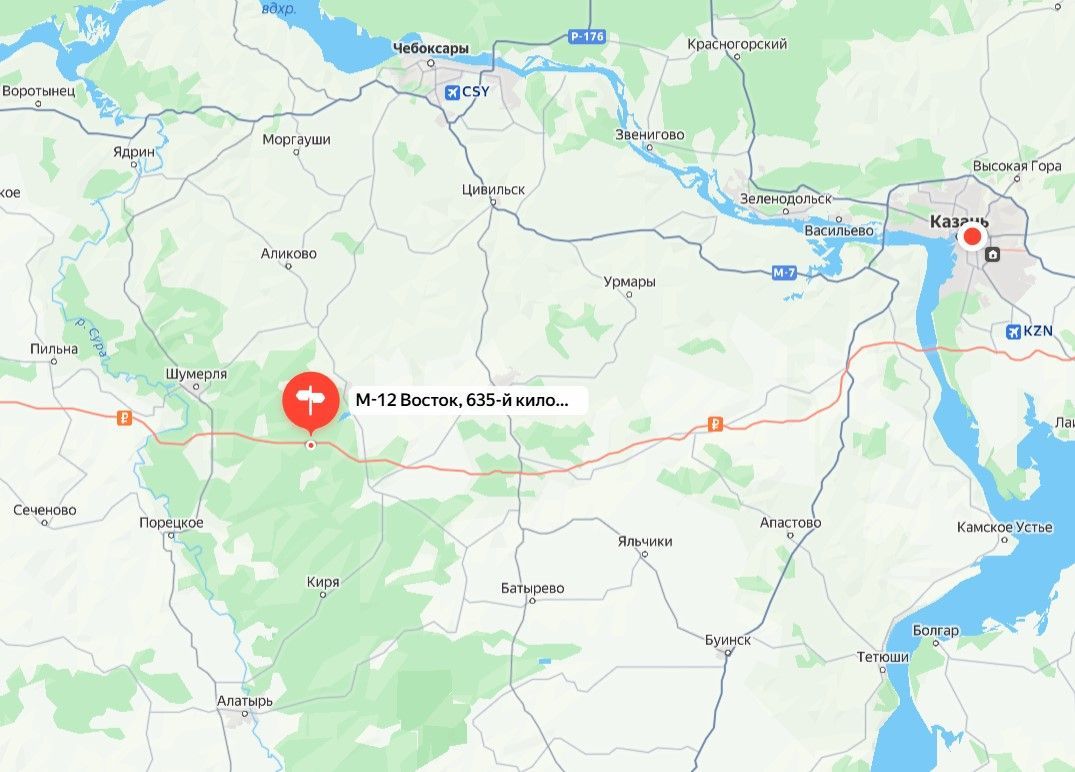Движение на трассе М-12 в сторону Казани перекрыто из-за ДТП с грузовиком