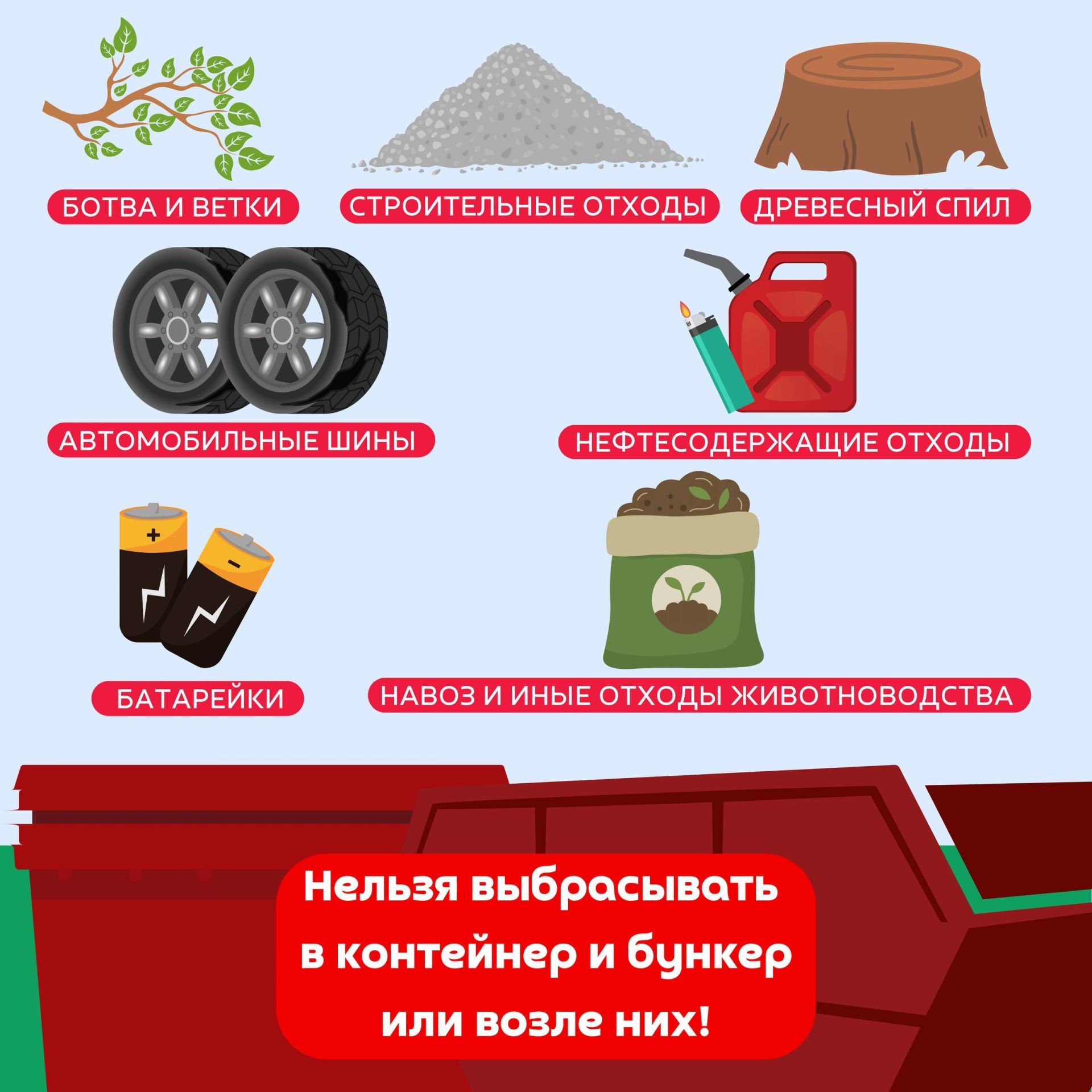 За выброс скошенной травы и строительного мусора в контейнеры казанцам грозит штраф от 2 тысяч