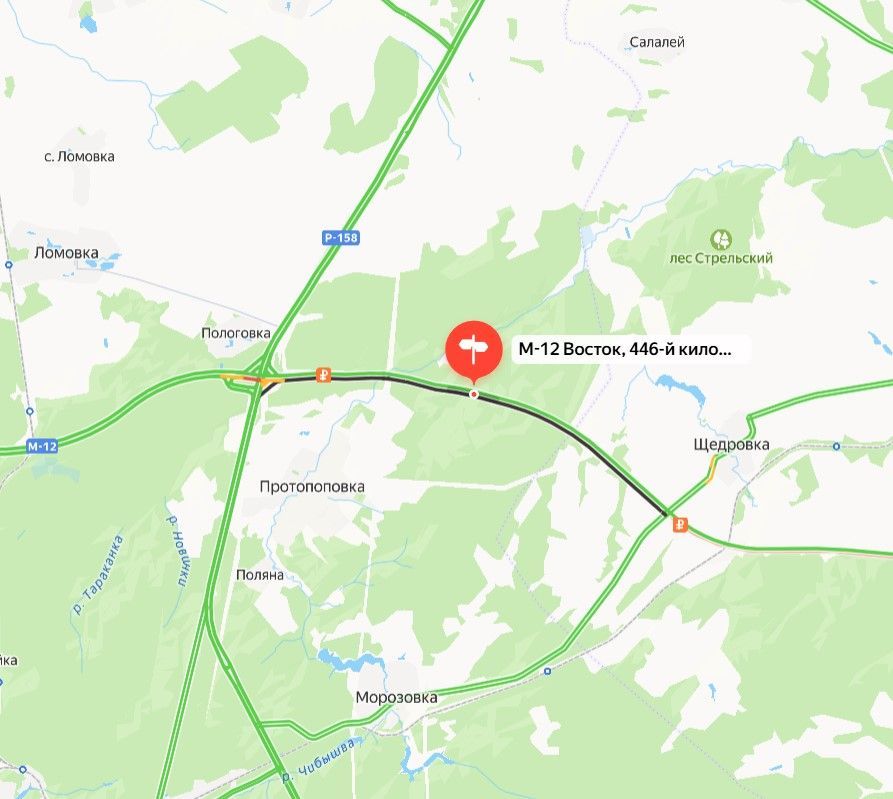 На трассе М-12 из-за аварии ограничено движение в сторону Казани