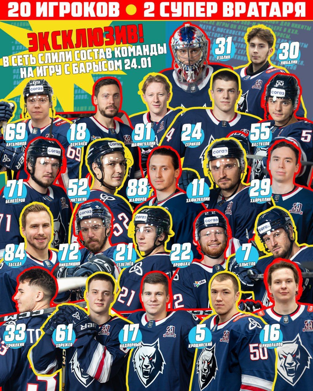 «Ак Барс» и «Нефтихимик» опубликовали составы на домашние матчи