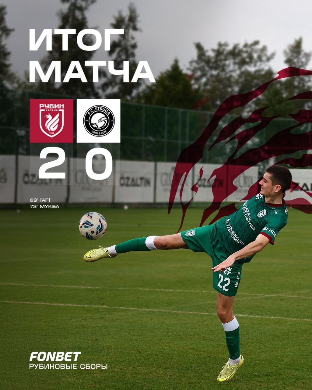 «Рубин» обыграл команду «Струга» из Северной Македонии