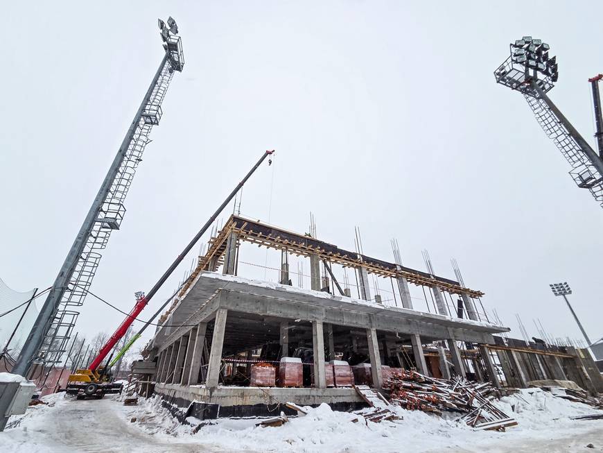 Строительные работы в Центре развития футбола в Казани завершены на 58%