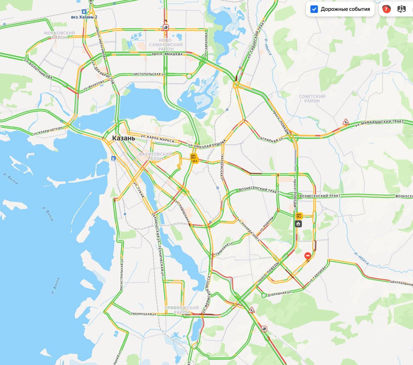 Пробки в Казани достигли 7 баллов