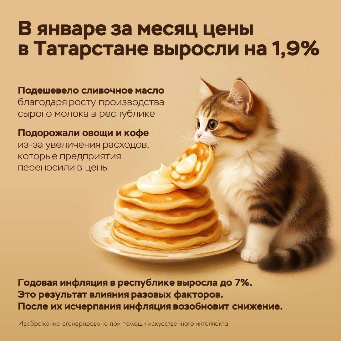 В январе в Татарстане сильнее всего подорожали продукты питания и услуги