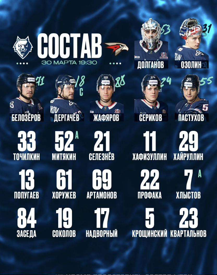 «Нефтехимик» и «Авангард» представили составы на вторую игру в Нижнекамске