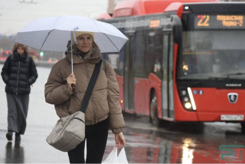 В Казани пошел сильный снег с дождем