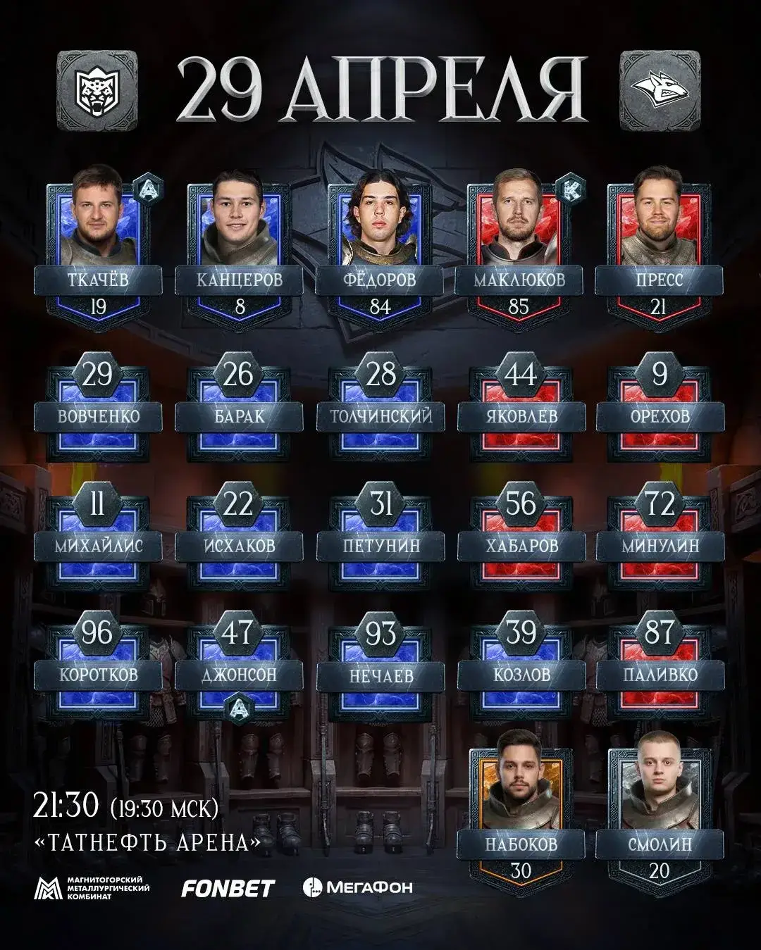 «Ак Барс» и «Металлург» решили не менять составы на первый матч в Казани