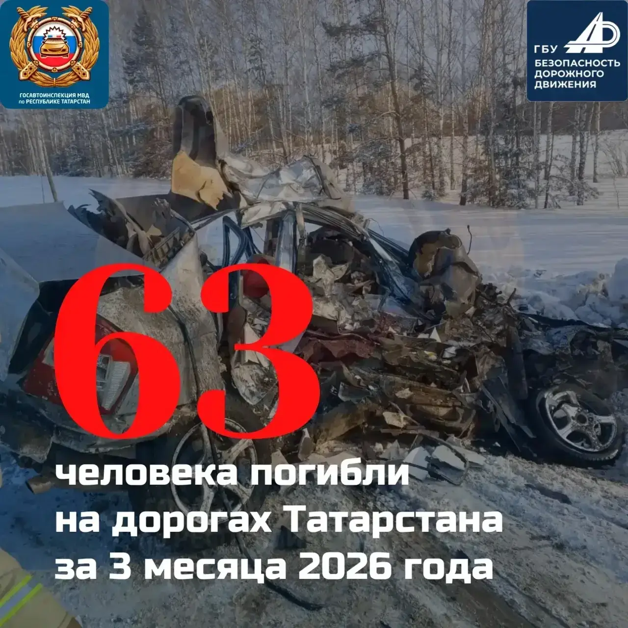 За три месяца на дорогах Татарстана погибли 63 человека