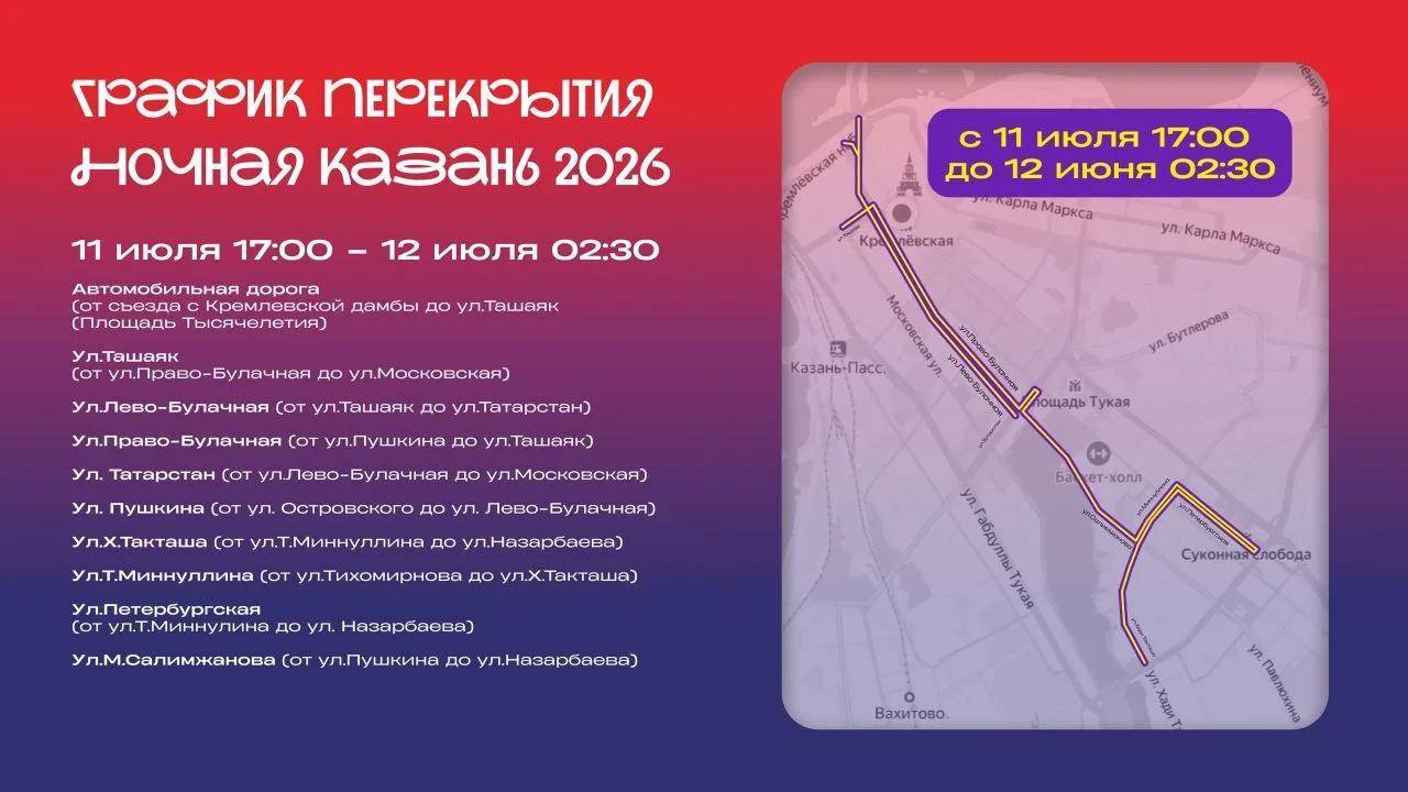В столице Татарстана ограничат движение и парковку из-за забега «Ночная Казань»