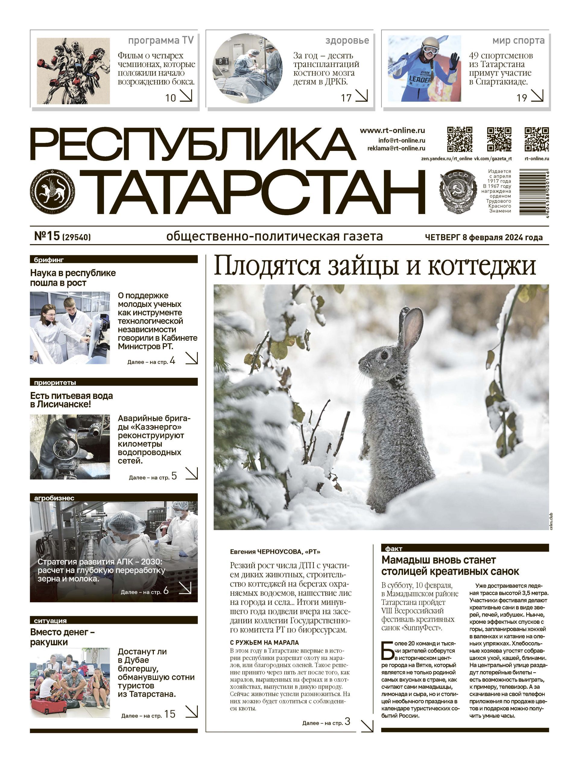 Первая страница выпуска №15 (29540)