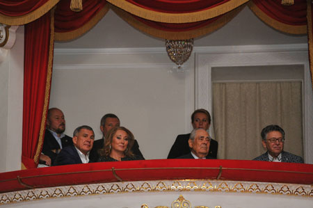 Рустам Минниханов и Минтимер Шаймиев посетили премьеру оперы «Сююмбике»