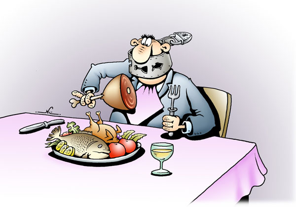 карикатура-обжора