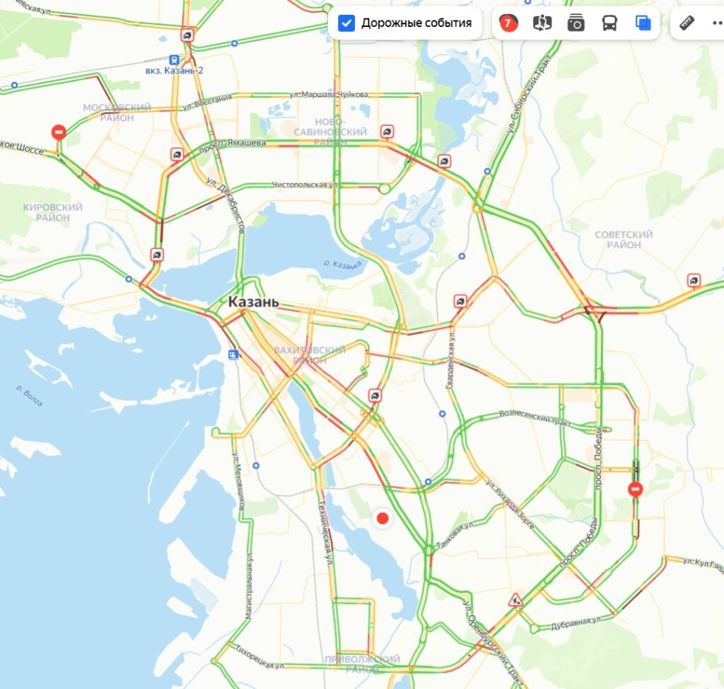 Пробки в Казани достигли 7 баллов