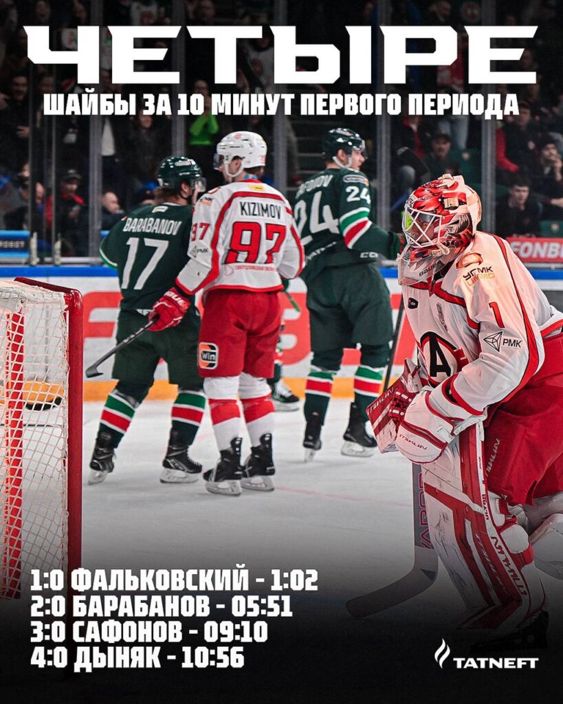 «Ак Барс» забил быстрый гол в матче против «Автомобилиста» - отличился Степан Фальковский