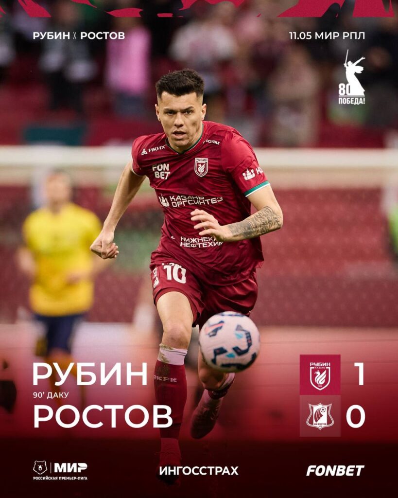 Гол Даку на 90-й минуте принес «Рубину» победу над «Ростовом»