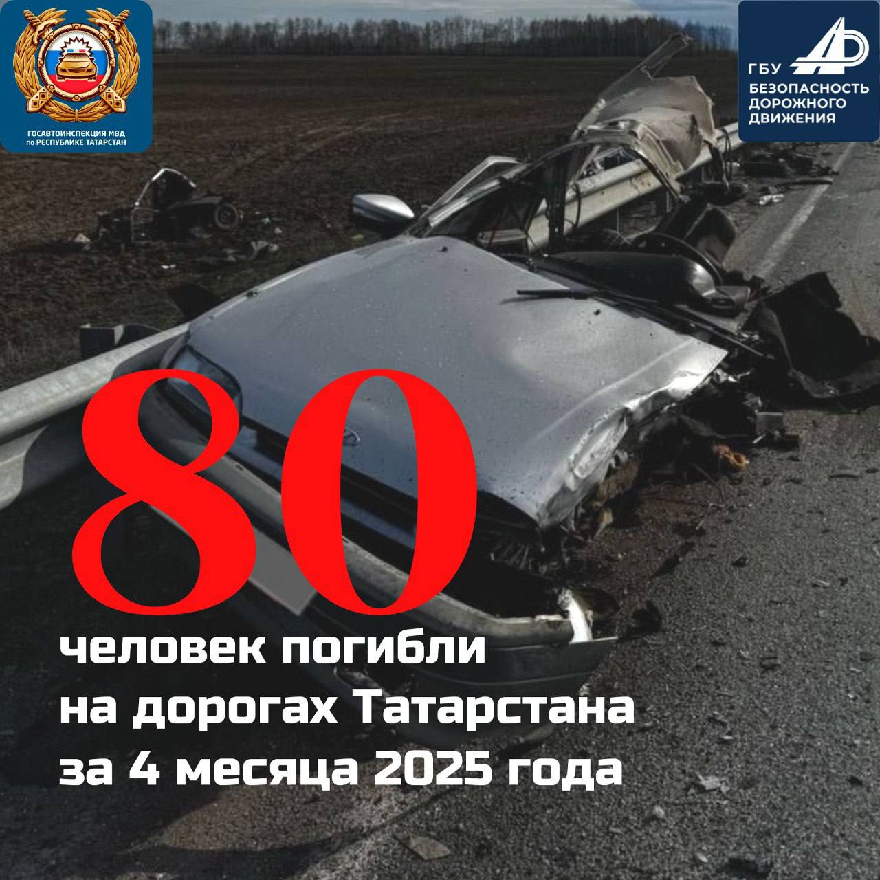 За четыре месяца в ДТП на дорогах Татарстана погибли 80 человек