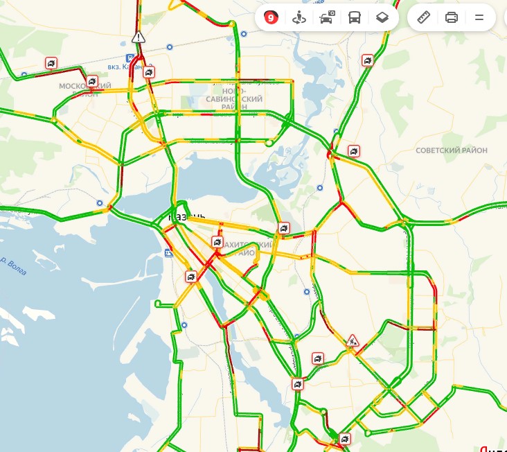 Пробки на дорогах казани сейчас карта