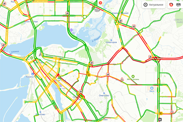Пробки на дорогах казани сейчас карта