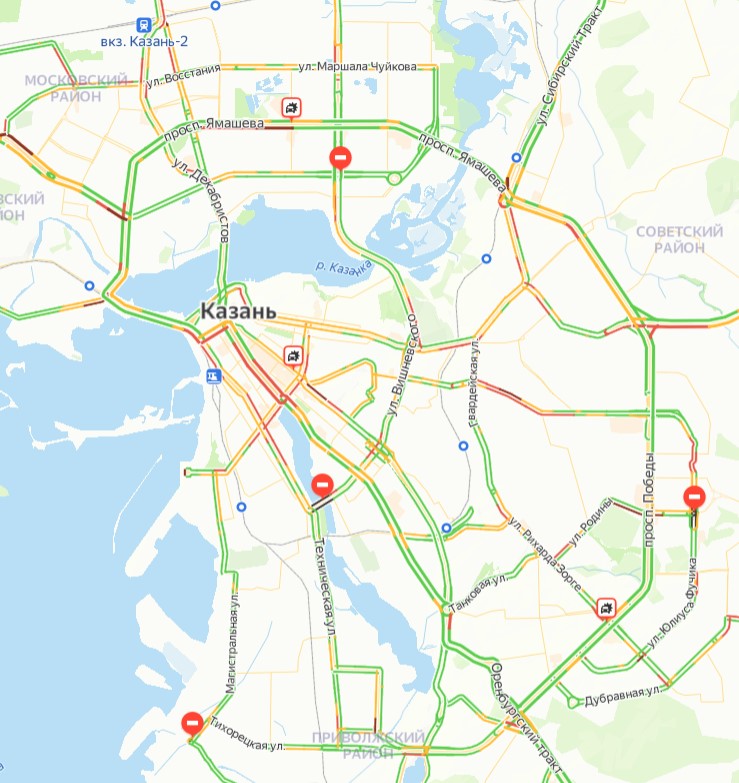Пробки казань сейчас карта смотреть онлайн