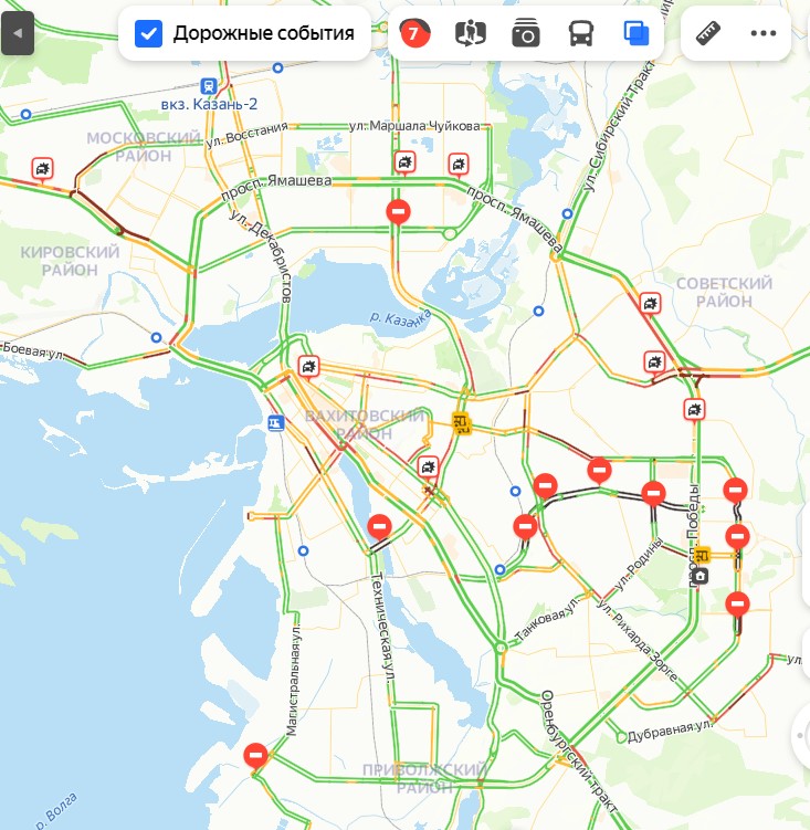 Карта казани с пробками онлайн в реальном времени