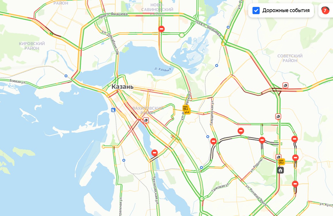 Карта с пробками казань